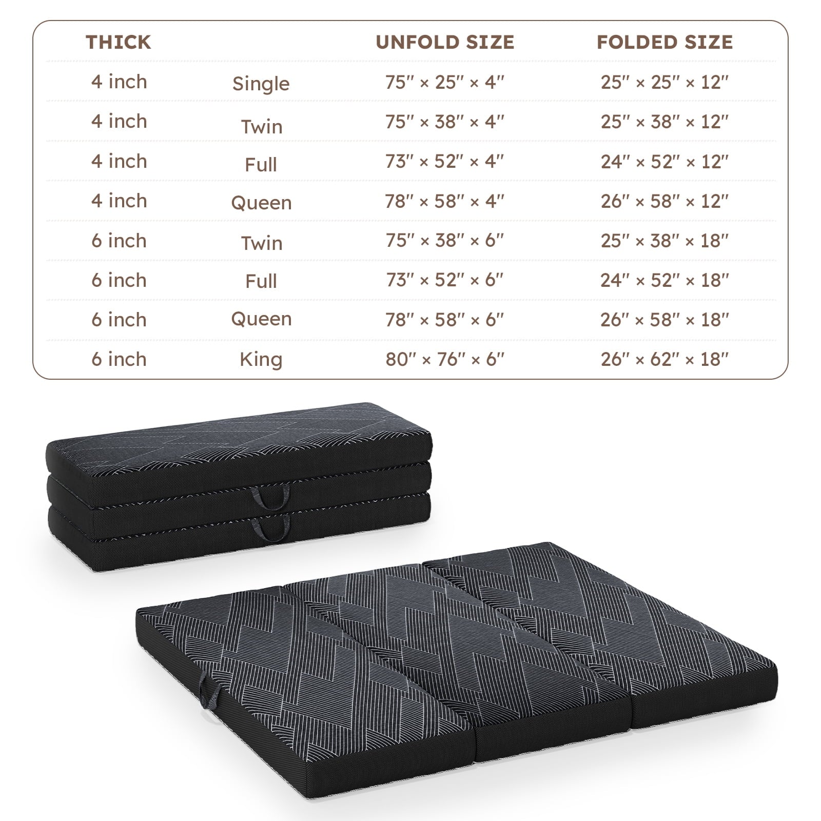 Cozylore 6 inch tri-fold memory foam mattress 2