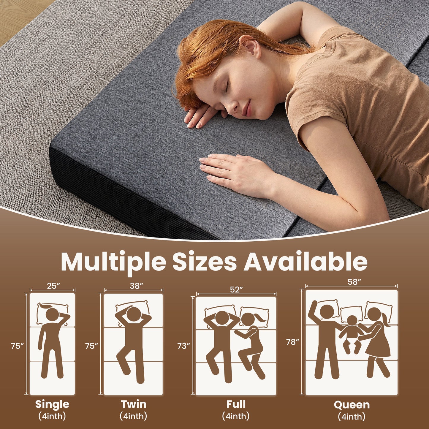 Cozylore 6 inch Tri-Folding Memory Foam Mattress – Portable Foldable Floor Bed