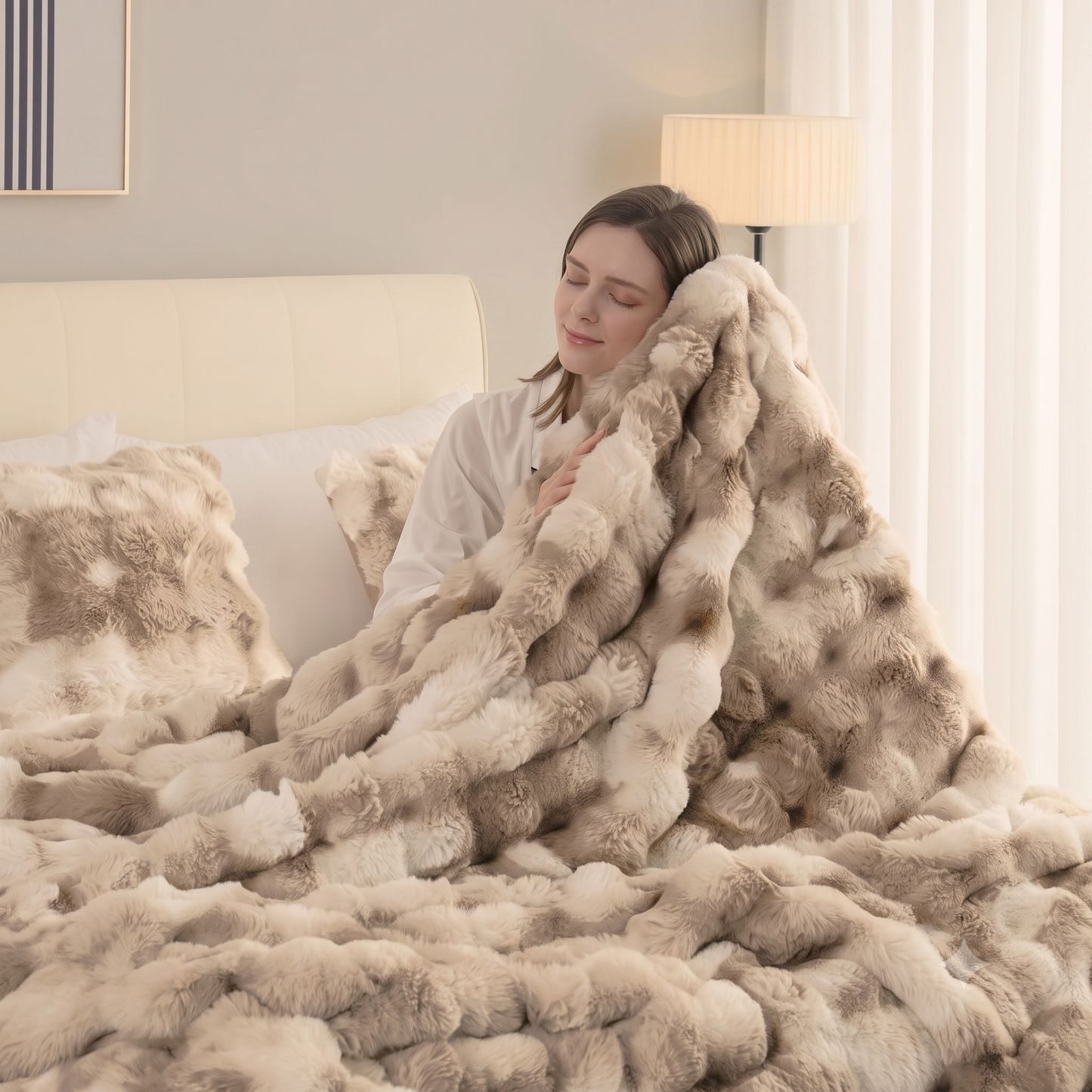 Cozylore Faux Fur Throw Blanket – Luxury Fluffy Thick Cozy Warm Throw for Couch & Bed