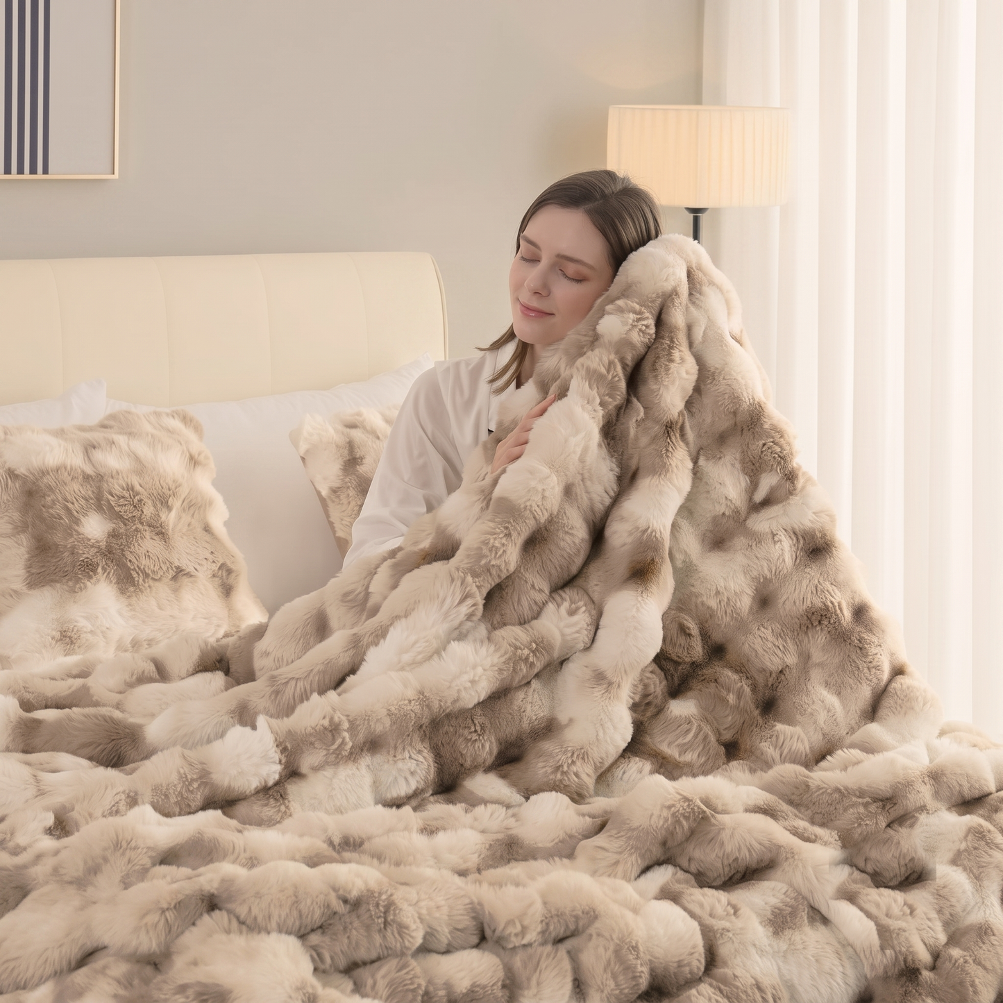 Cozylore Faux Fur Throw Blanket – Luxury Fluffy Thick Cozy Warm Throw for Couch & Bed