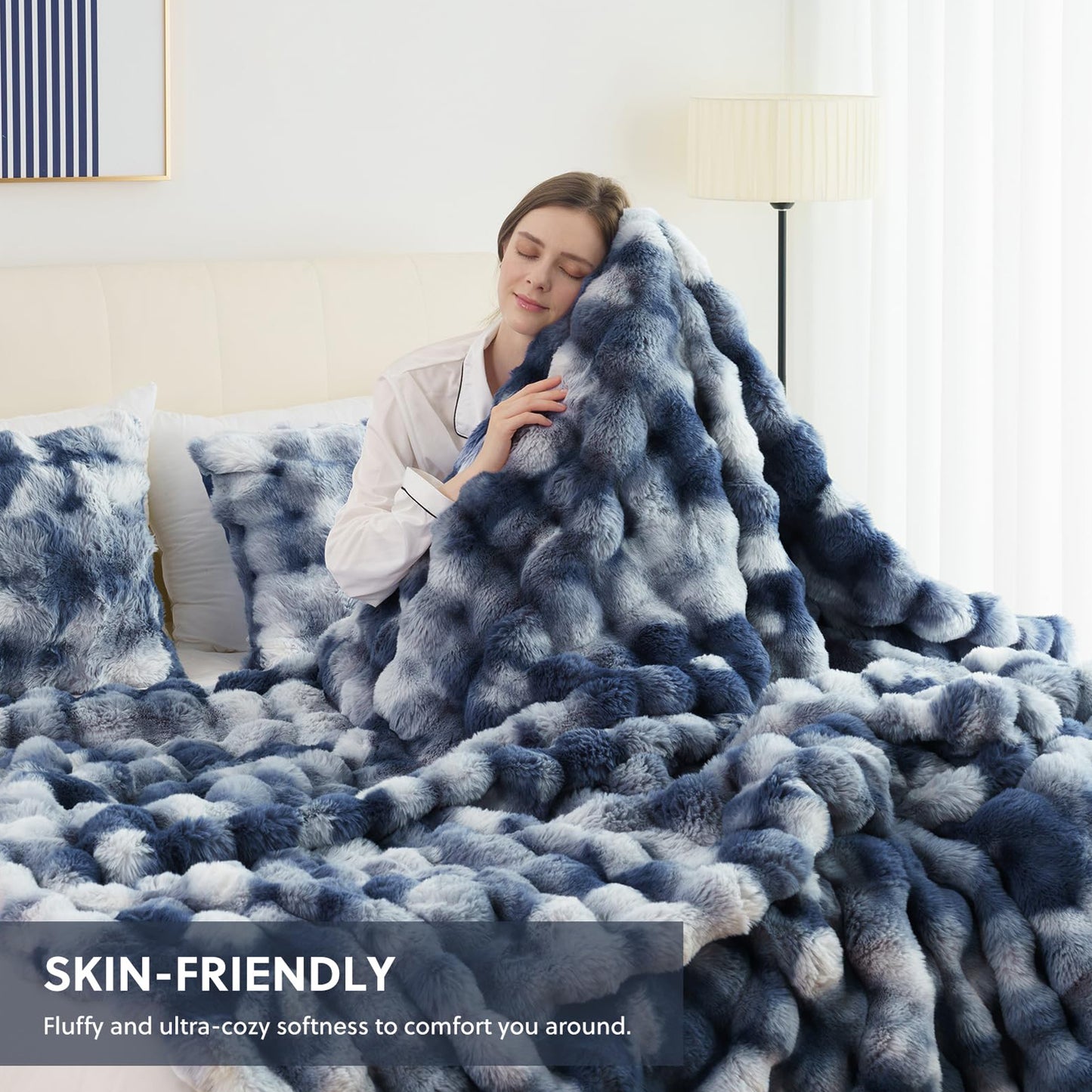 Cozylore Faux Fur Throw Blanket – Luxury Fluffy Thick Cozy Warm Throw for Couch & Bed