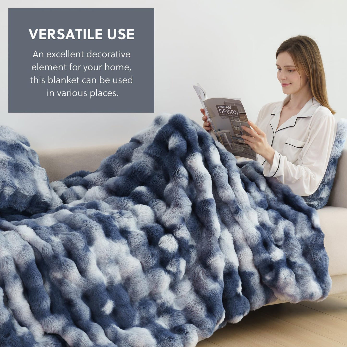 Cozylore Faux Fur Throw Blanket – Luxury Fluffy Thick Cozy Warm Throw for Couch & Bed