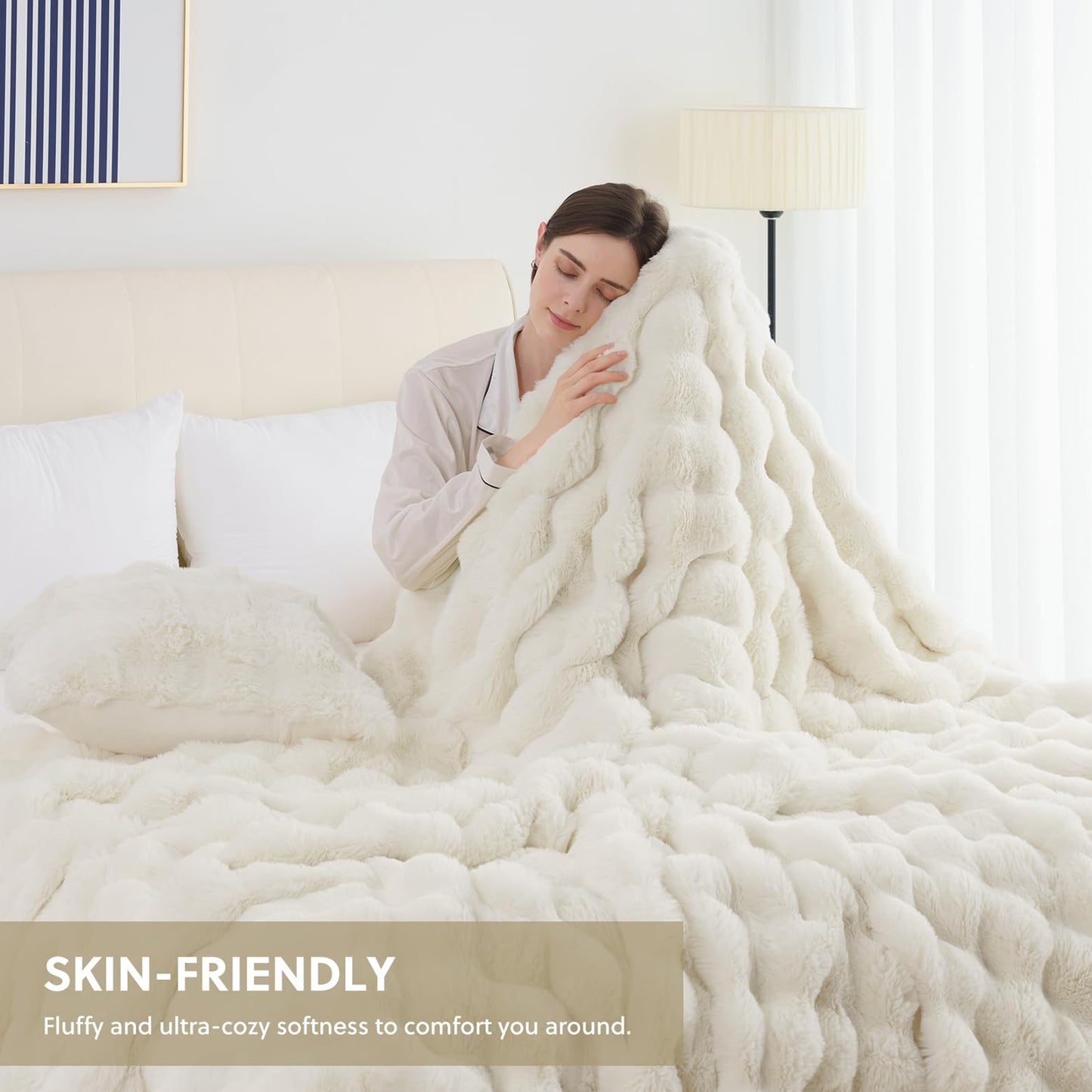 Cozylore Faux Fur Throw Blanket – Luxury Fluffy Thick Cozy Warm Throw for Couch & Bed