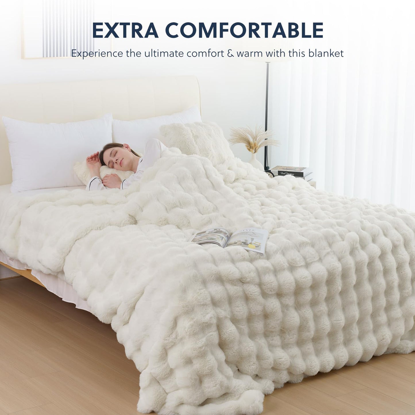 Cozylore Faux Fur Throw Blanket – Luxury Fluffy Thick Cozy Warm Throw for Couch & Bed