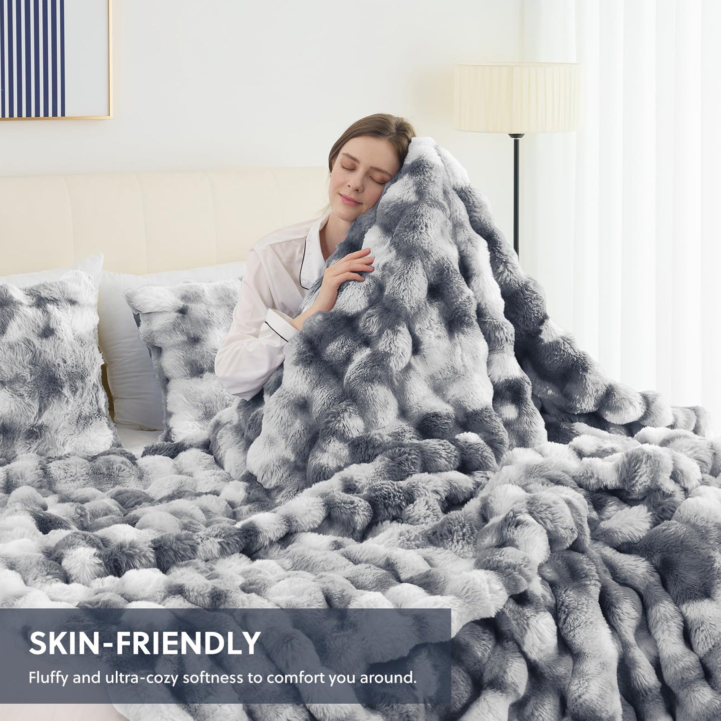 Cozylore Faux Fur Throw Blanket – Luxury Fluffy Thick Cozy Warm Throw for Couch & Bed
