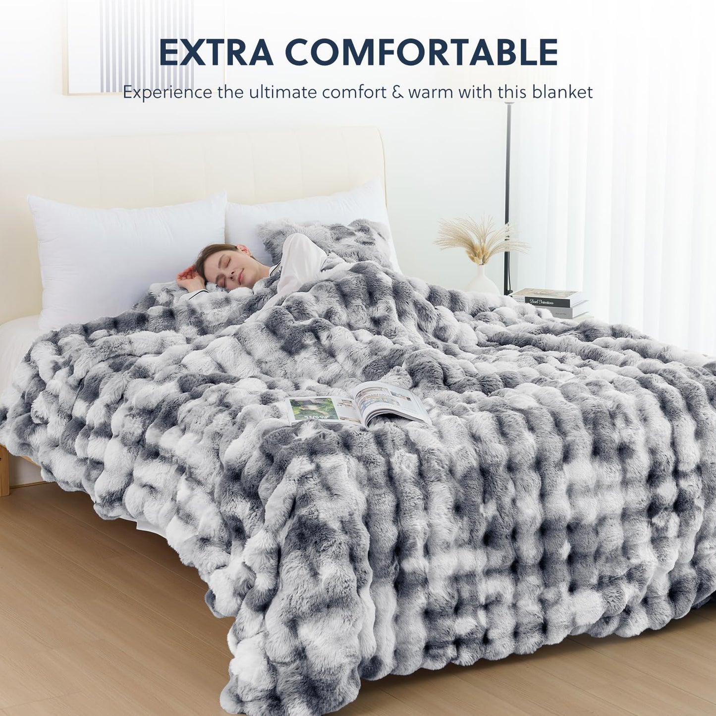 Cozylore Faux Fur Throw Blanket – Luxury Fluffy Thick Cozy Warm Throw for Couch & Bed