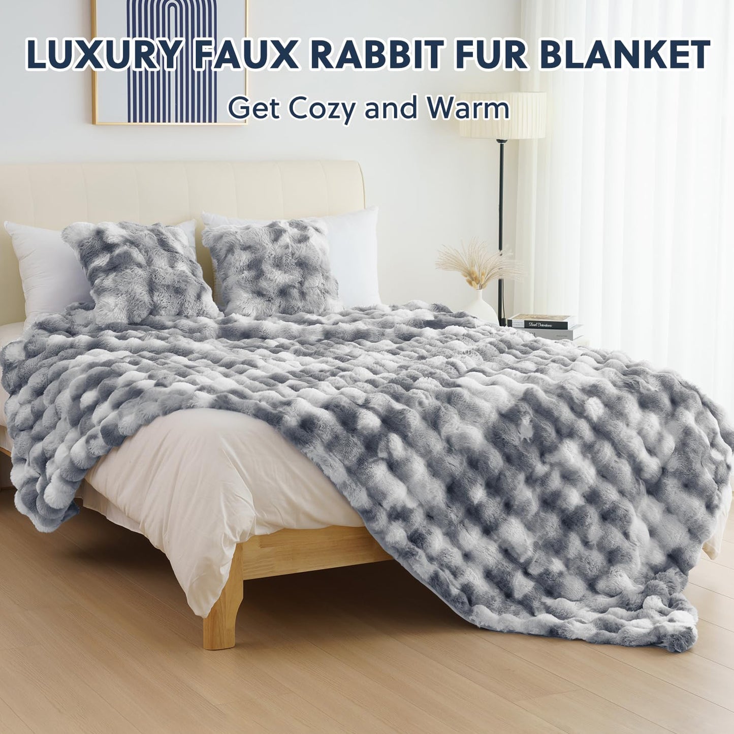 Cozylore Faux Fur Throw Blanket – Luxury Fluffy Thick Cozy Warm Throw for Couch & Bed
